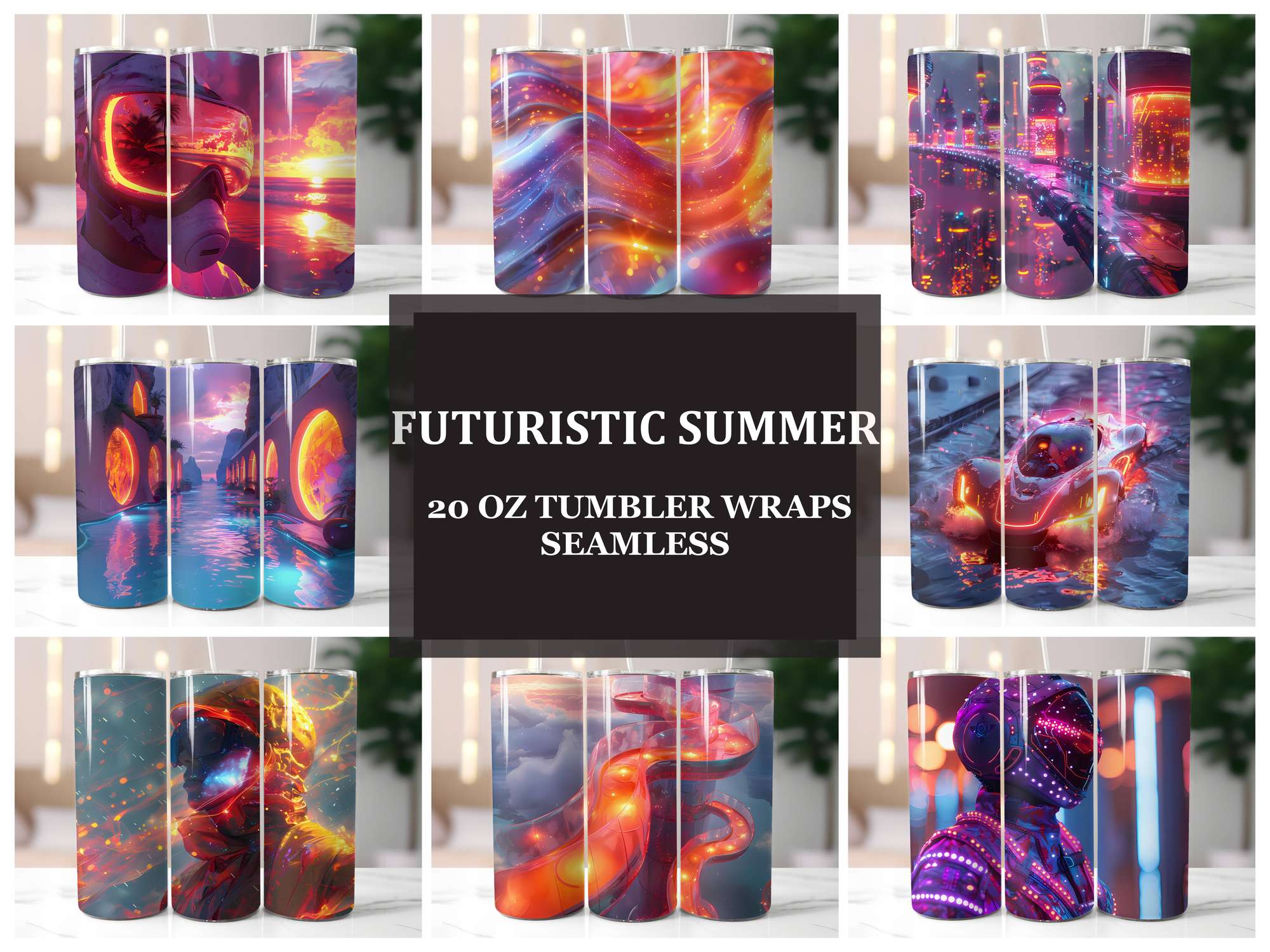 Futuristic Summer 1 Tumbler Wrap - CraftNest - Digital Crafting and Art