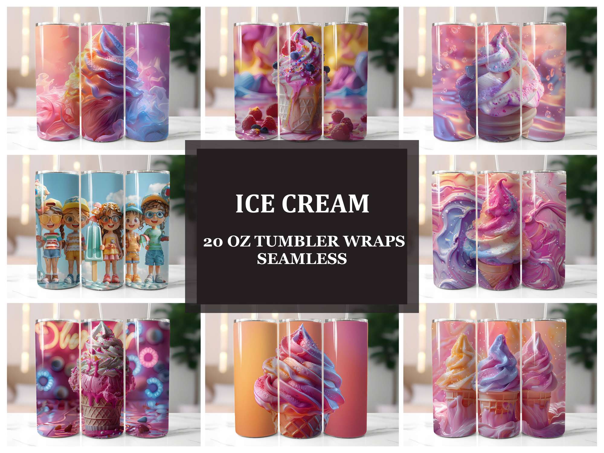 Ice Cream 1 Tumbler Wrap - CraftNest - Digital Crafting and Art