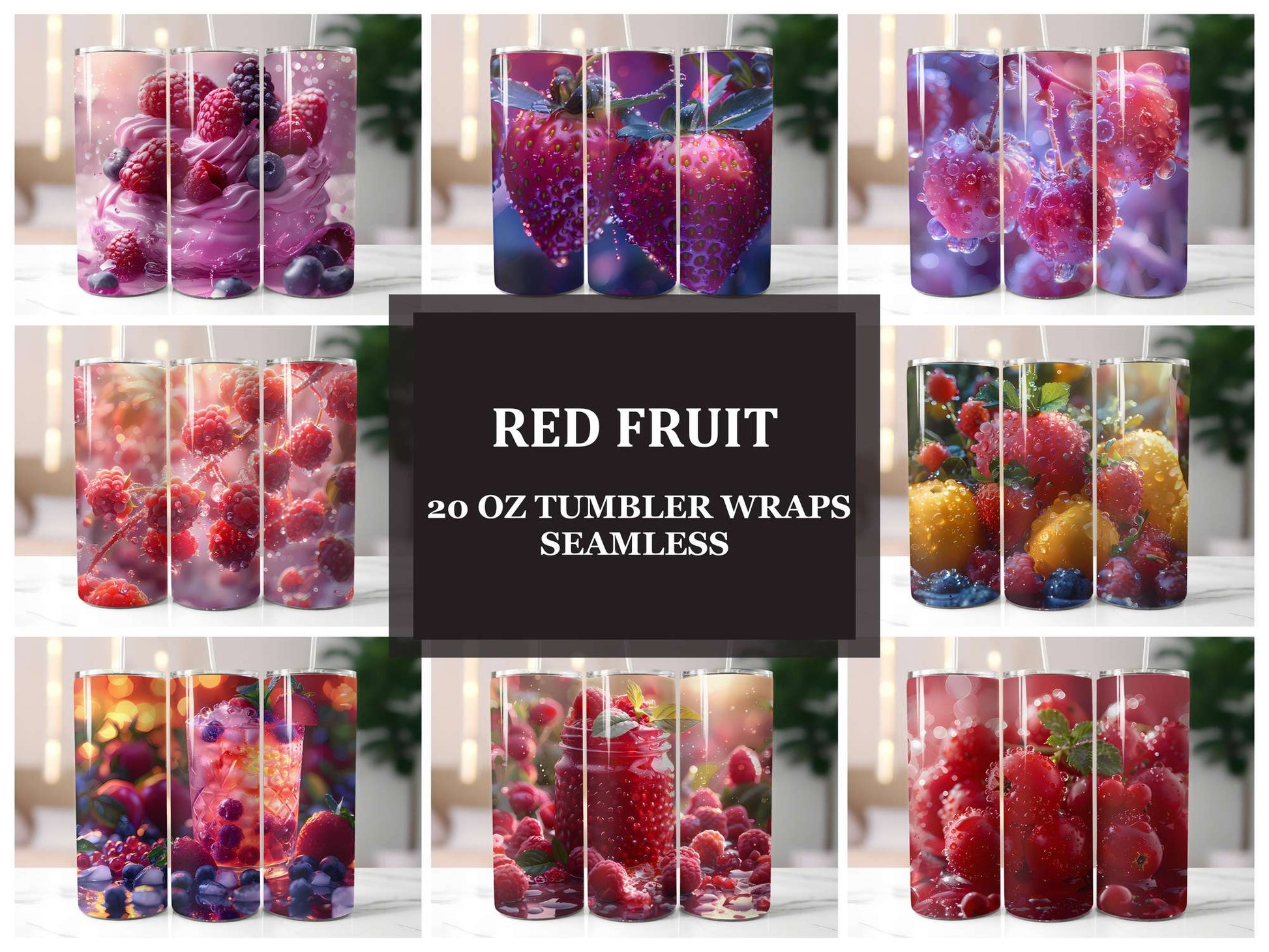 Red Fruit 3 Tumbler Wrap - CraftNest - Digital Crafting and Art