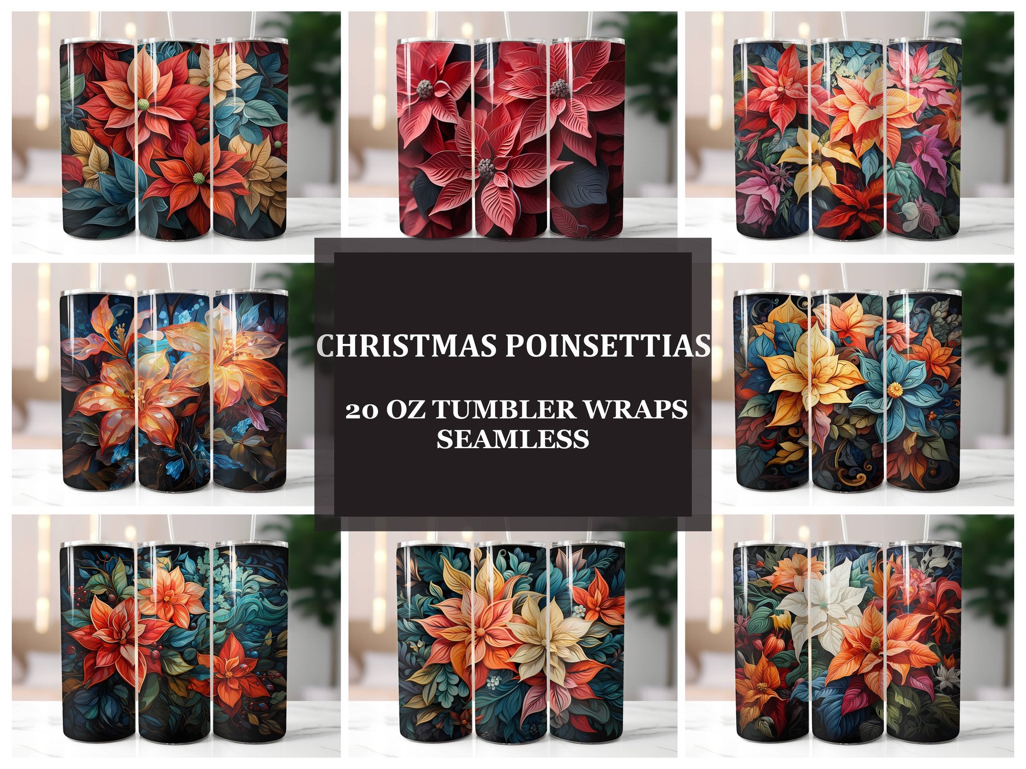Christmas Poinsettias Tumbler Wrap - CraftNest