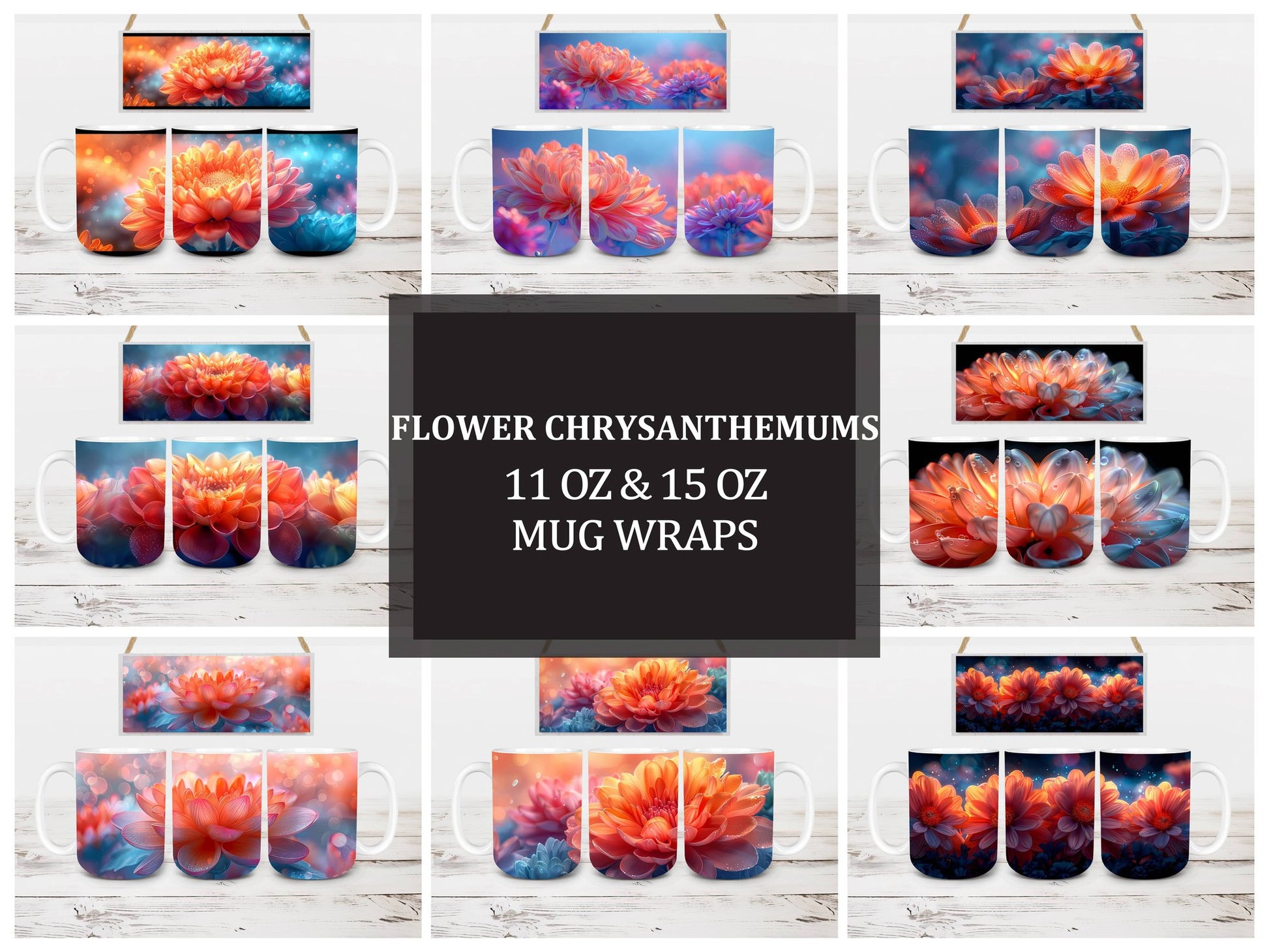 Flower Chrysanthemums 3 Mug Wrap - CraftNest