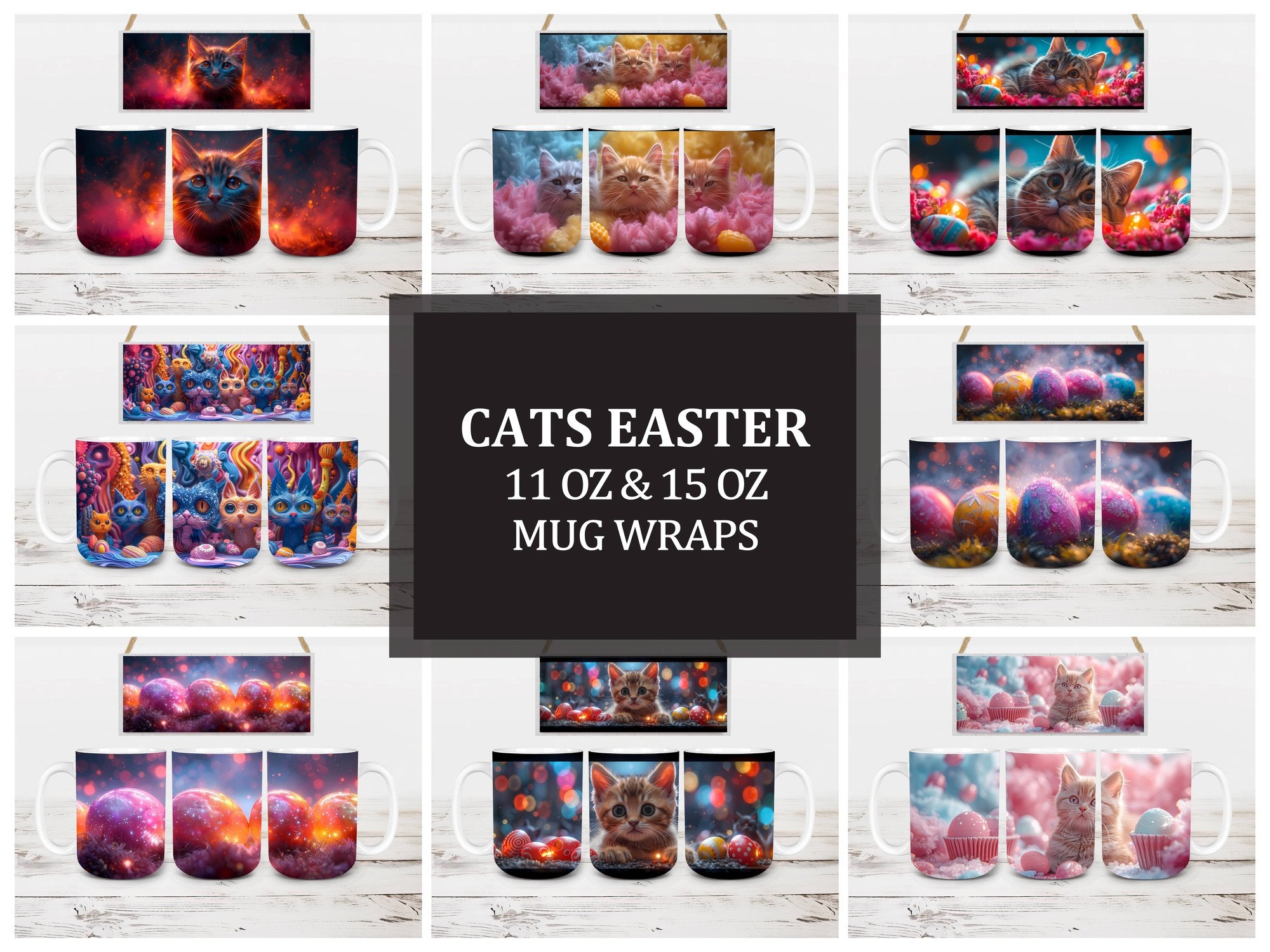 Cats Easter 5 Mug Wrap - CraftNest