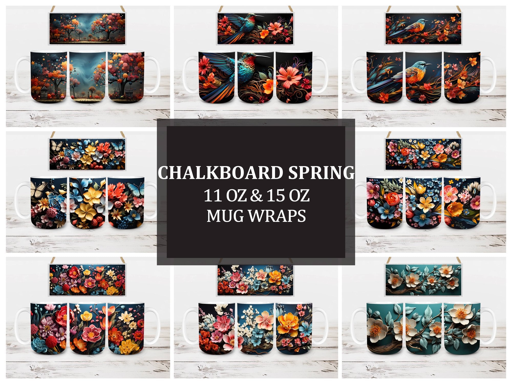 Chalkboard Spring 4 Mug Wrap - CraftNest