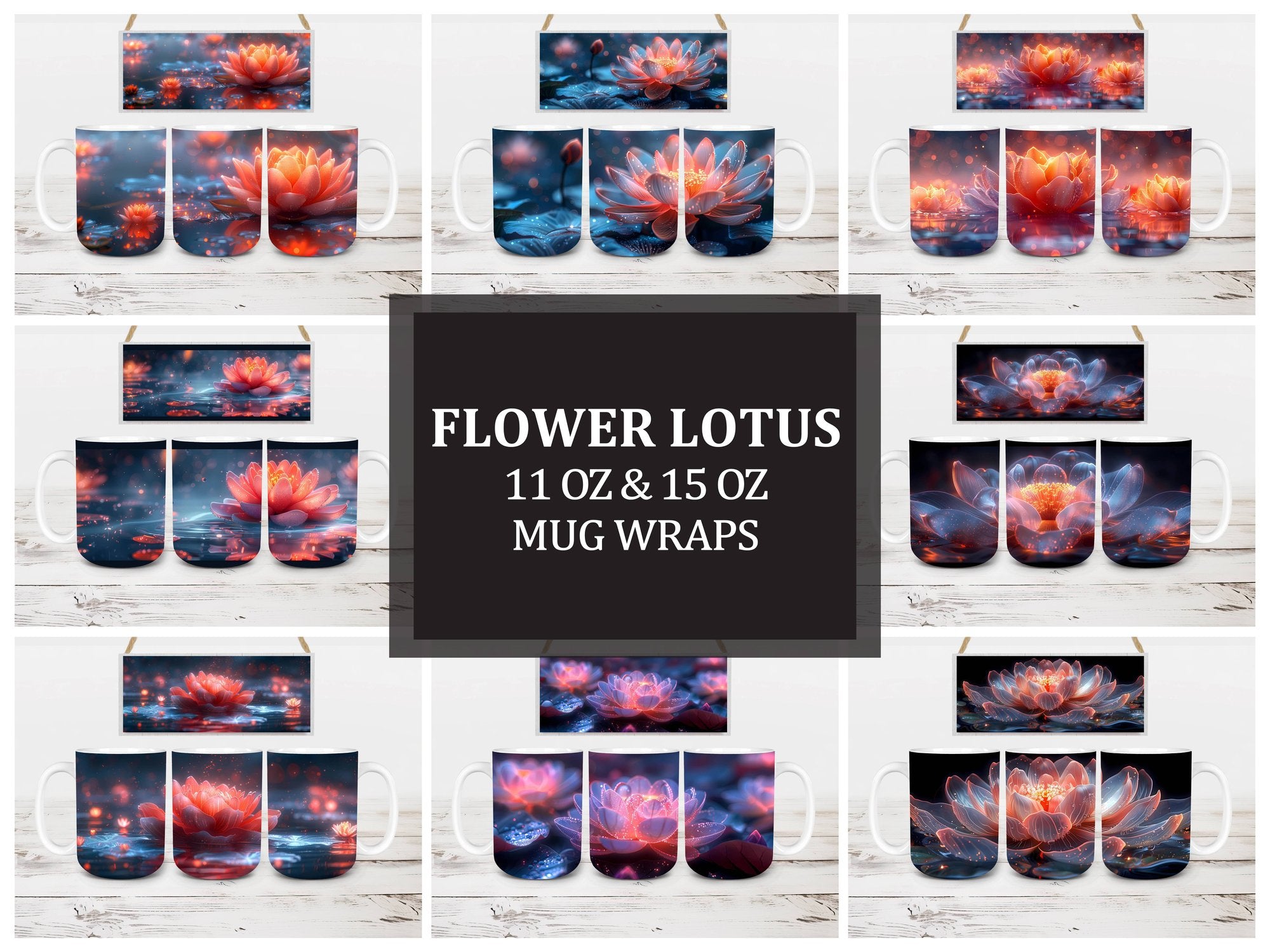 Flower Lotus 4 Mug Wrap - CraftNest