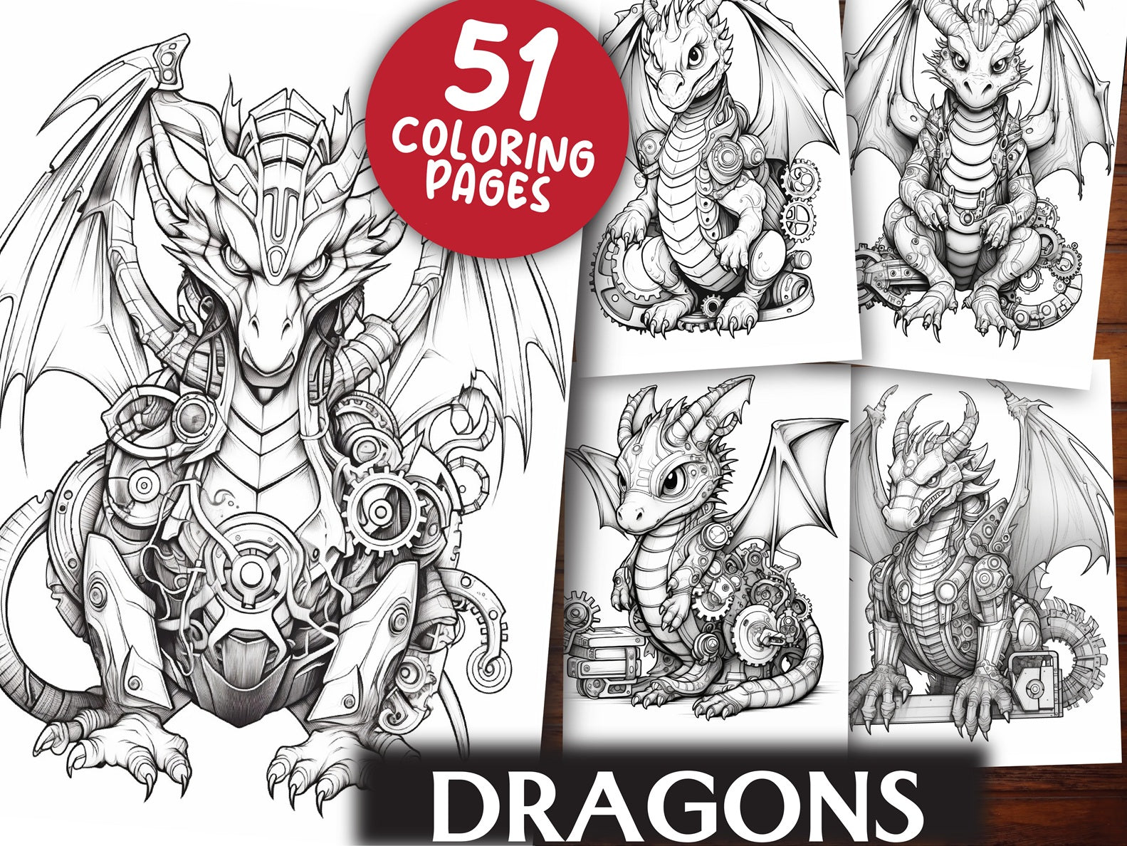 Dragons Coloring Book - CraftNest - Digital Crafting and Art