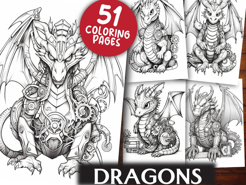 Dragons Coloring Book - CraftNest - Digital Crafting and Art