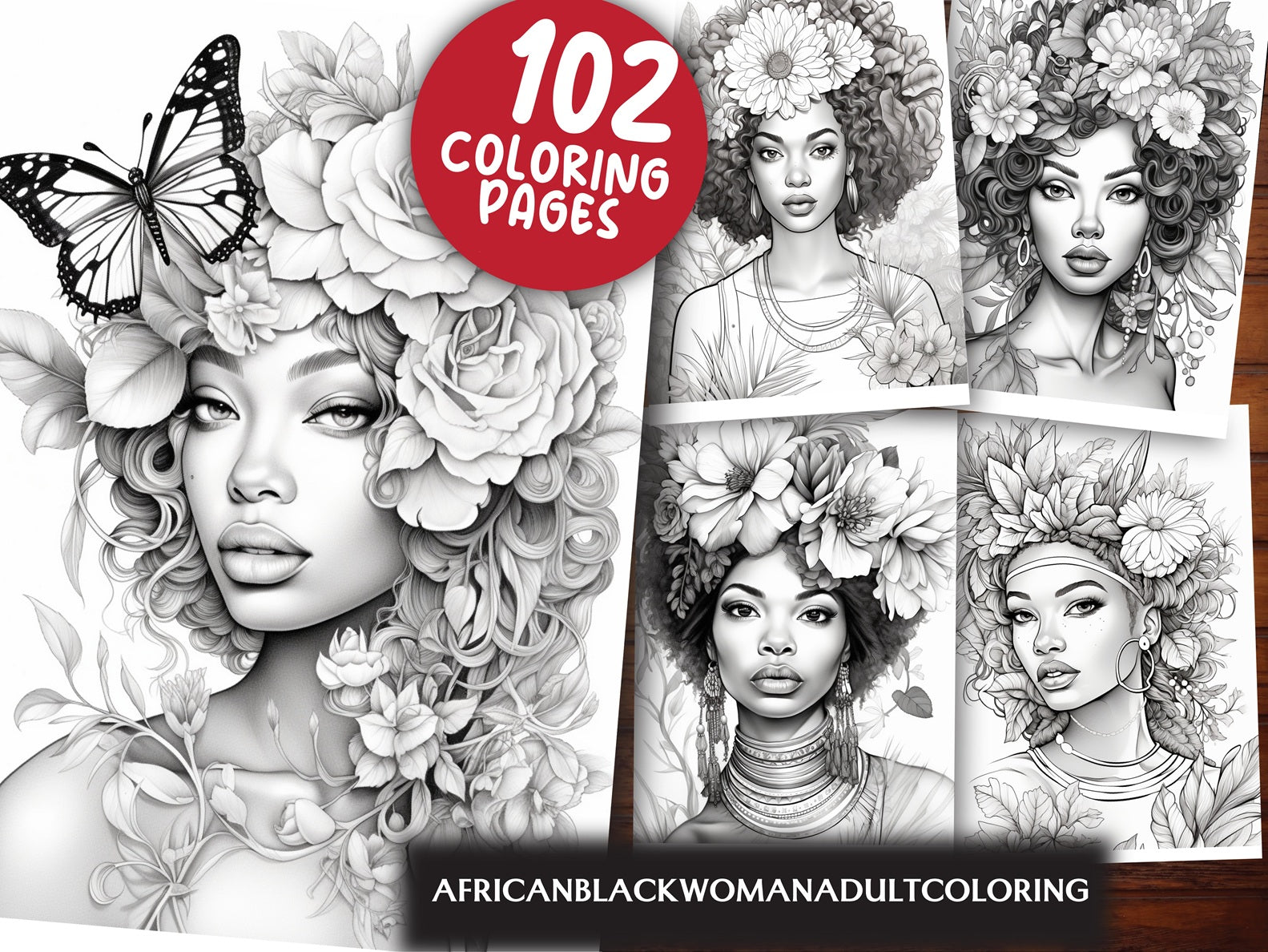 African Black Woman Adult Coloring Book - CraftNest - Digital Crafting and Art