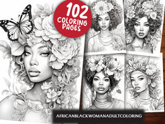 African Black Woman Adult Coloring Book - CraftNest - Digital Crafting and Art