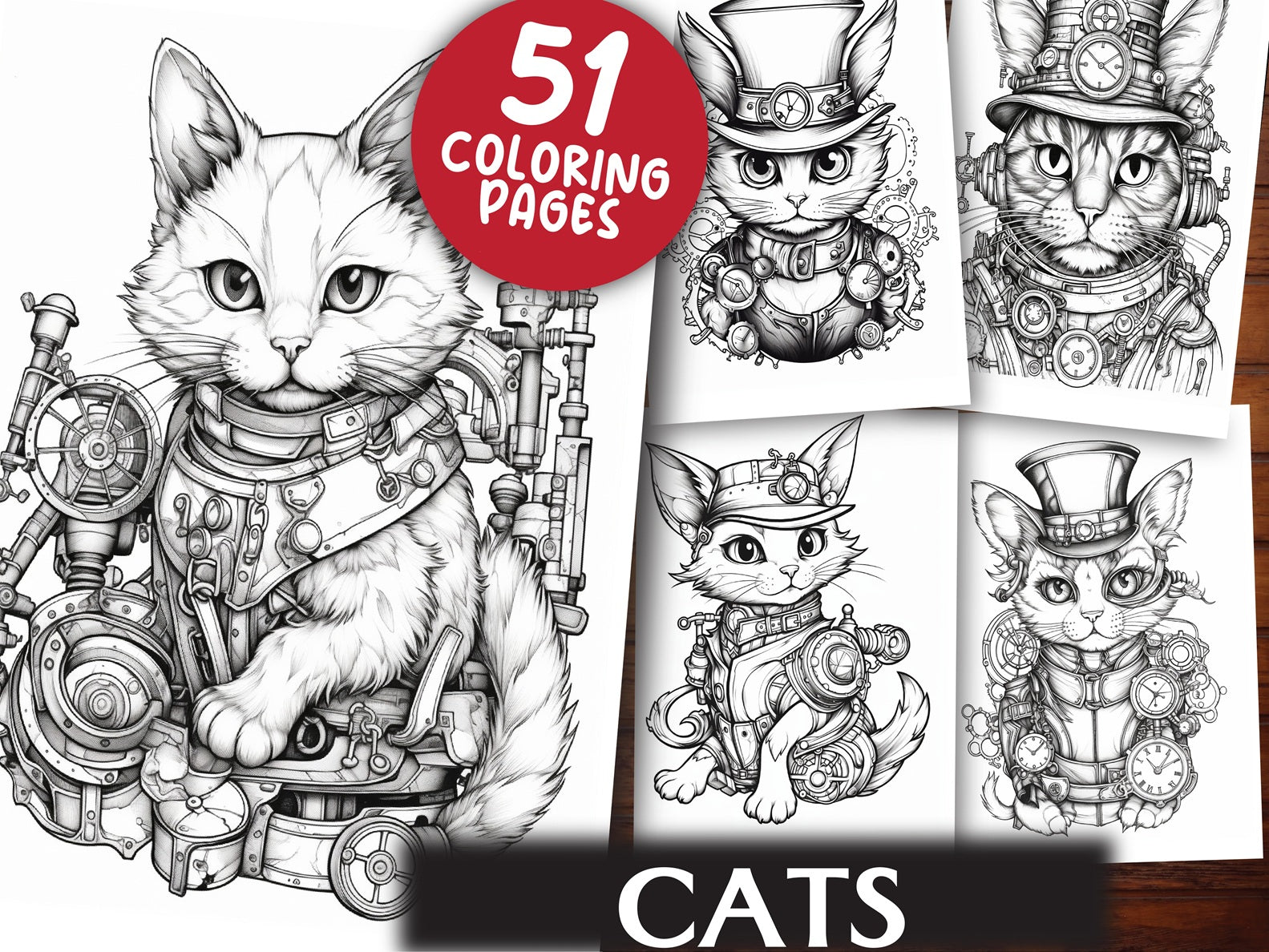 Cats Coloring Book - CraftNest - Digital Crafting and Art