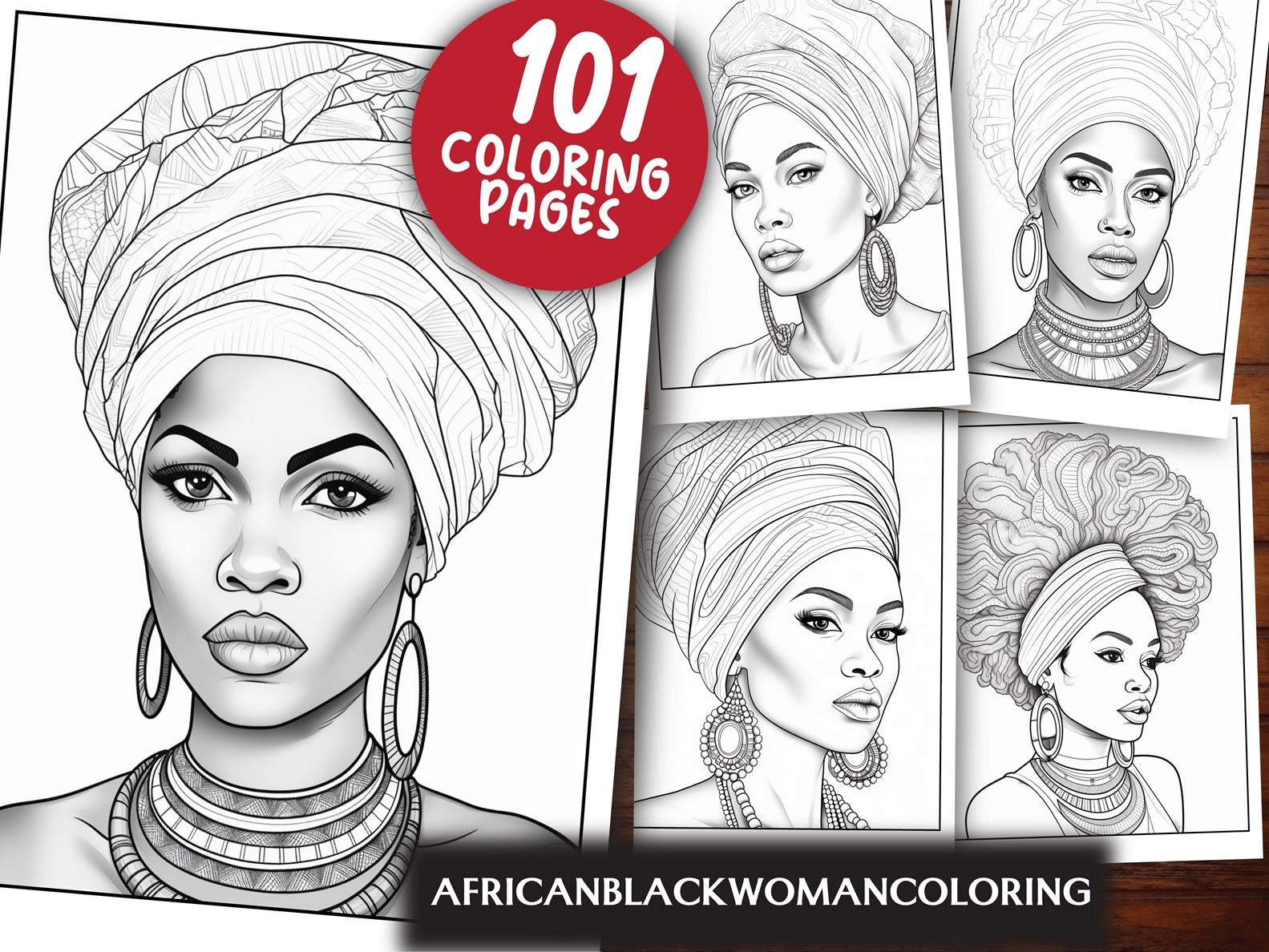 African Black Woman Coloring Collection - CraftNest - Digital Crafting and Art