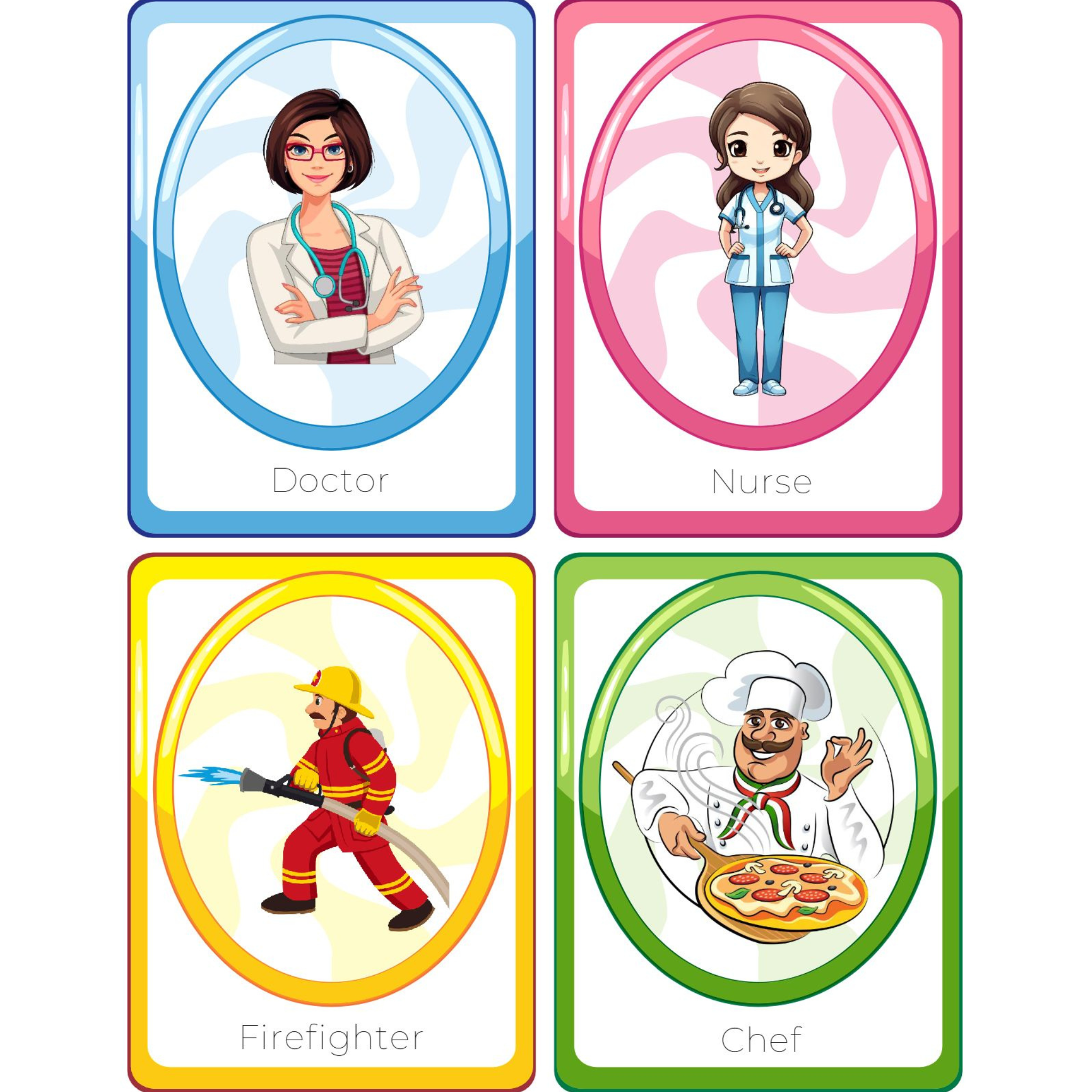 Community Helpers Professions Flashcards for Kindergarten