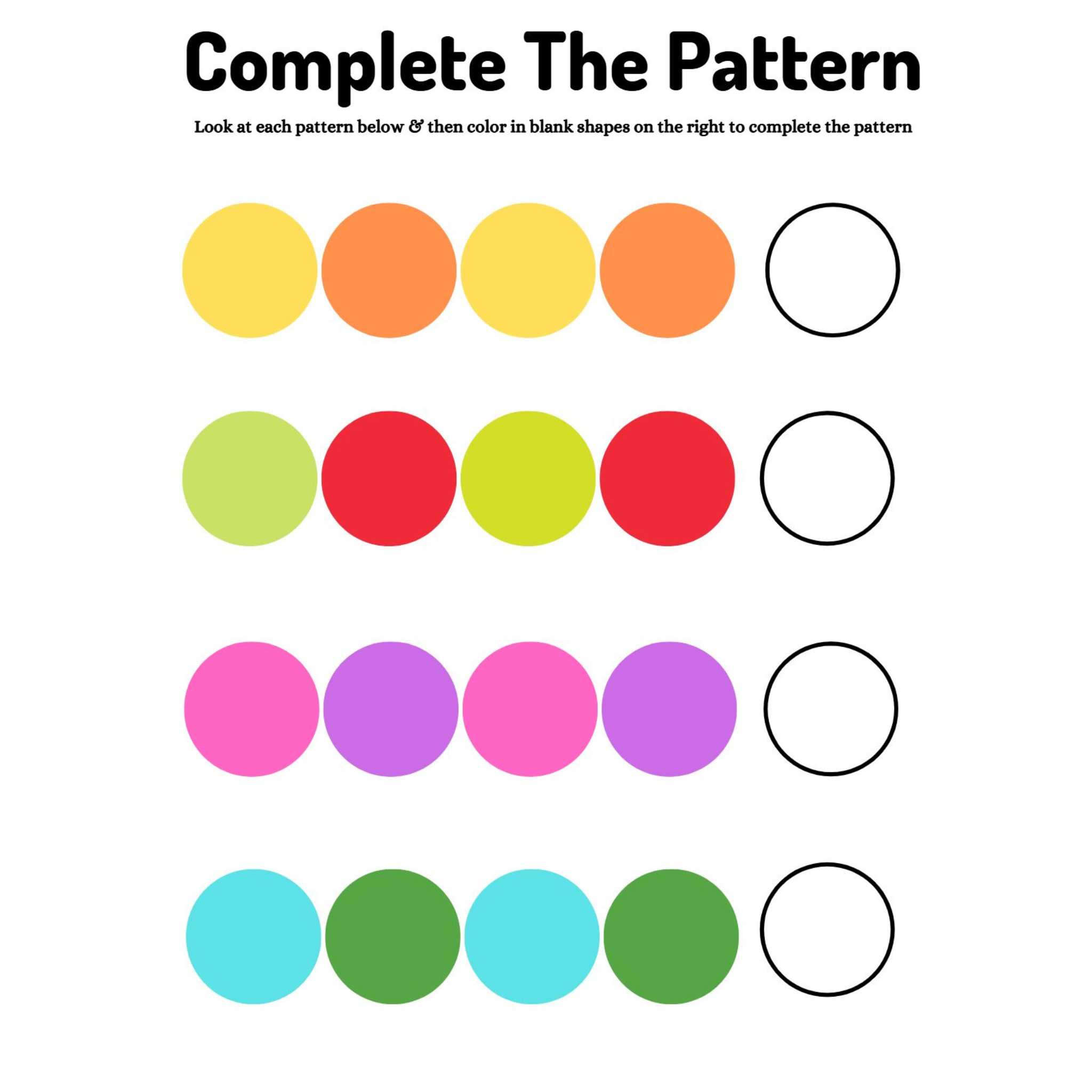 Pattern Completion Examples Ssais Shape Pattern Completion Worksheets
