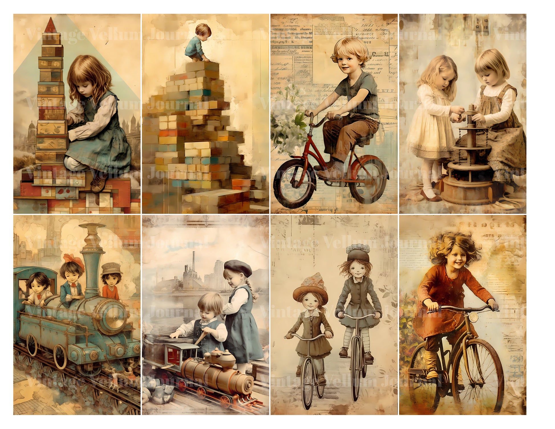 Kids With Vintage Toys Junk Journal Pages - CraftNest