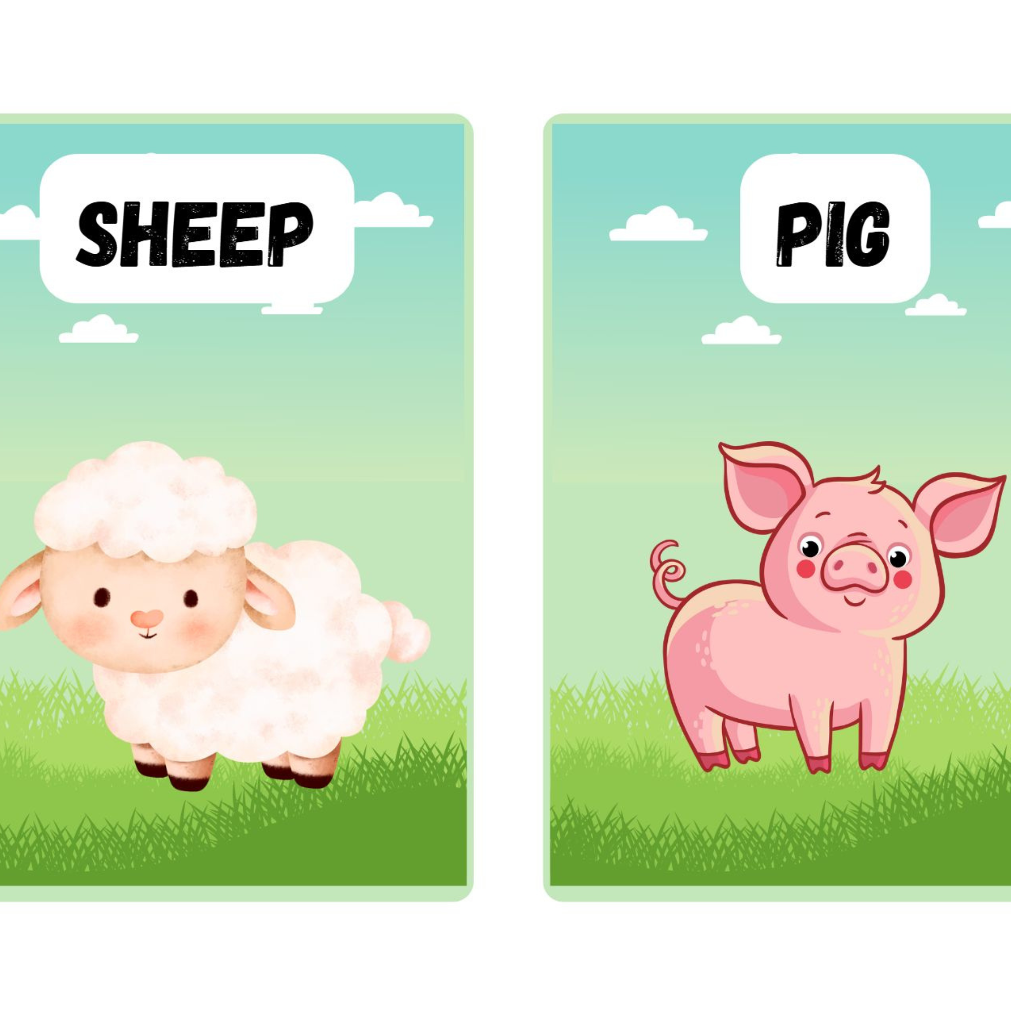 Farm Animals Flashcards for Kids
