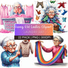 Funny Old Ladies Laundry Day Clipart