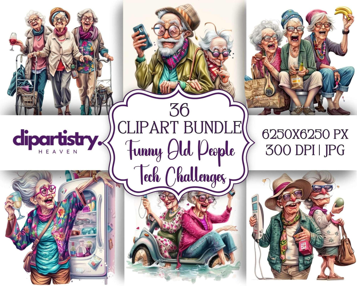 Funny Old People Tech Challenges Clipart