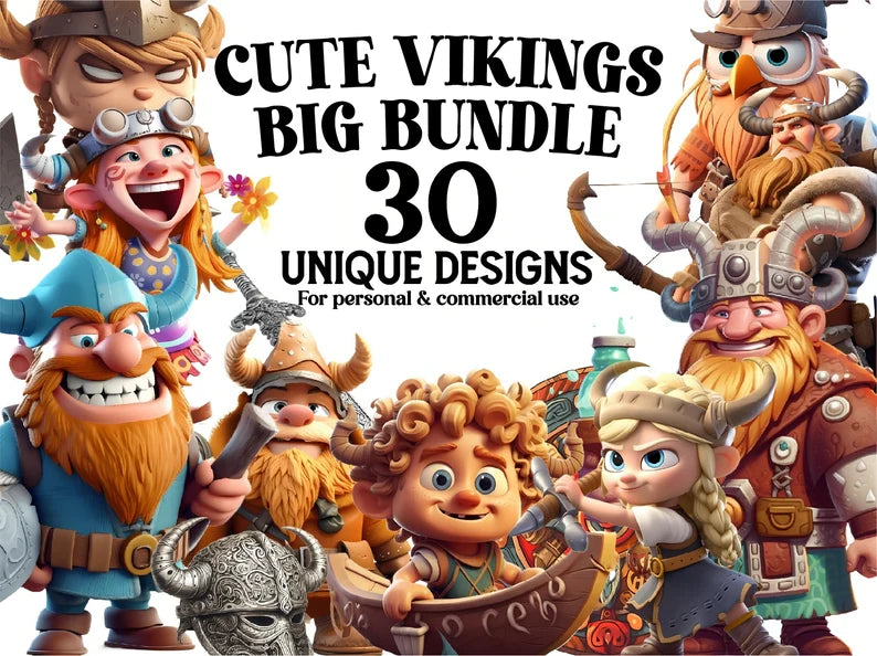 Cute Vikings Clipart - CraftNest