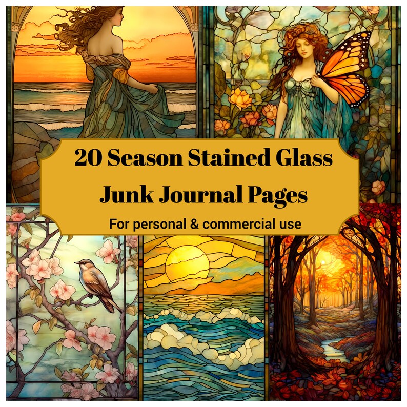 Stained Glass Seasons Junk Journal Pages - CraftNest