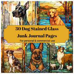 Stained Glass Dogs Junk Journal Pages - CraftNest