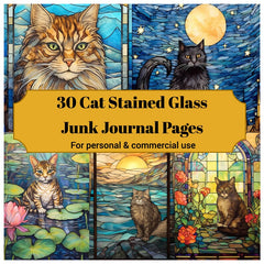 Stained Glass Cats Junk Journal Pages - CraftNest