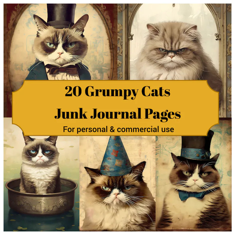 Grumpy Cats Junk Journal Pages - CraftNest