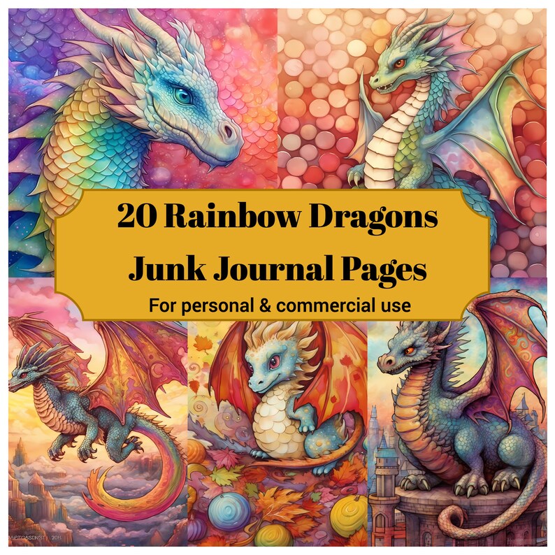 Rainbow Dragon Junk Journal Pages - CraftNest