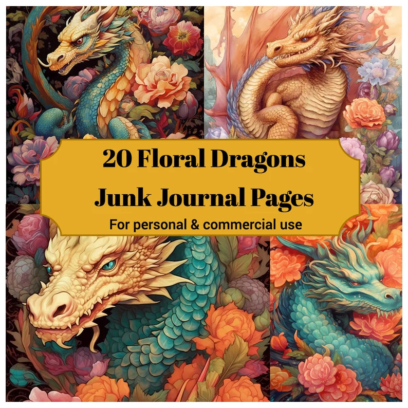 Floral Dragons Junk Journal Pages - CraftNest