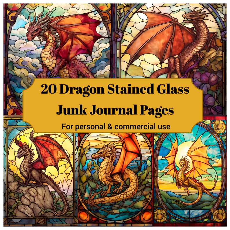 Stained Glass Dragons Junk Journal Pages - CraftNest