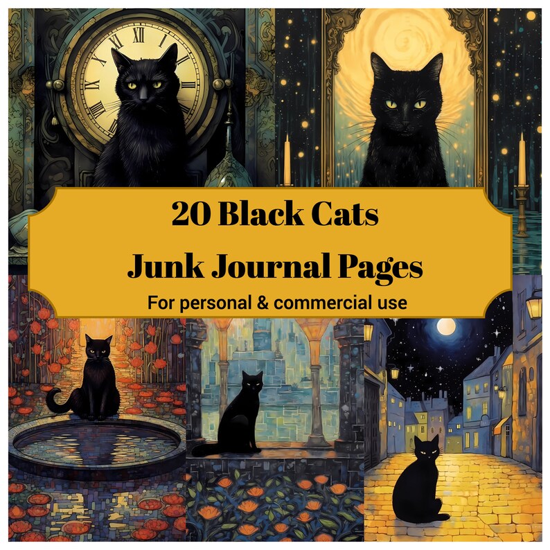 Black Cats Junk Journal Pages - CraftNest