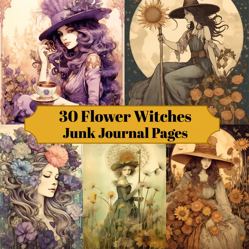 Flower Witches Junk Journal Pages - CraftNest - Digital Crafting and Art