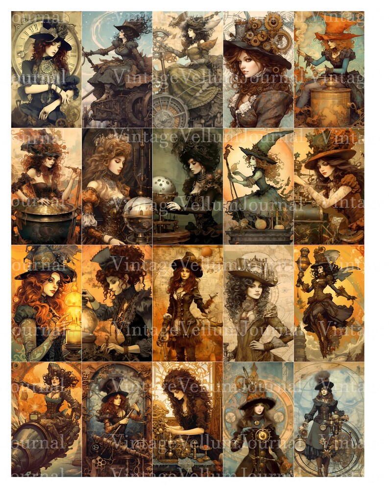 Steampunk Witches Junk Journal Pages - CraftNest - Digital Crafting and Art