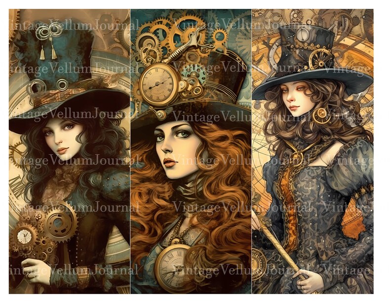 Steampunk Witches Junk Journal Pages
