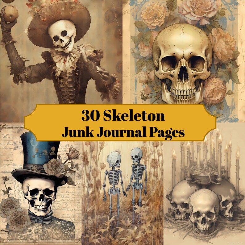 Skeletons Junk Journal Pages - CraftNest