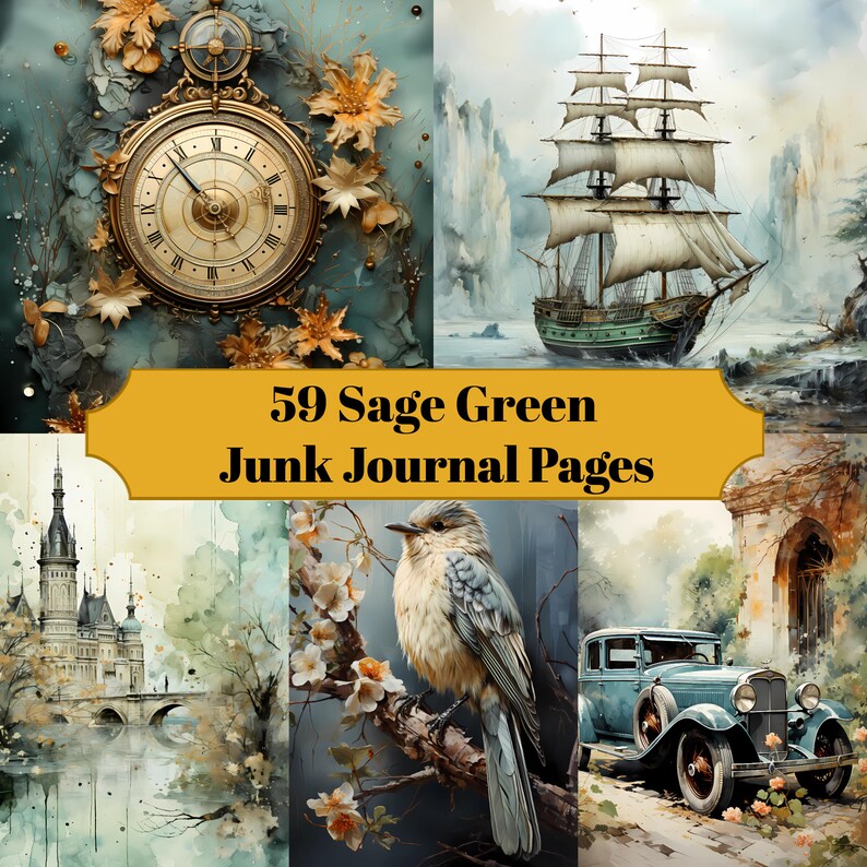 Sage Green Junk Journal Pages - CraftNest