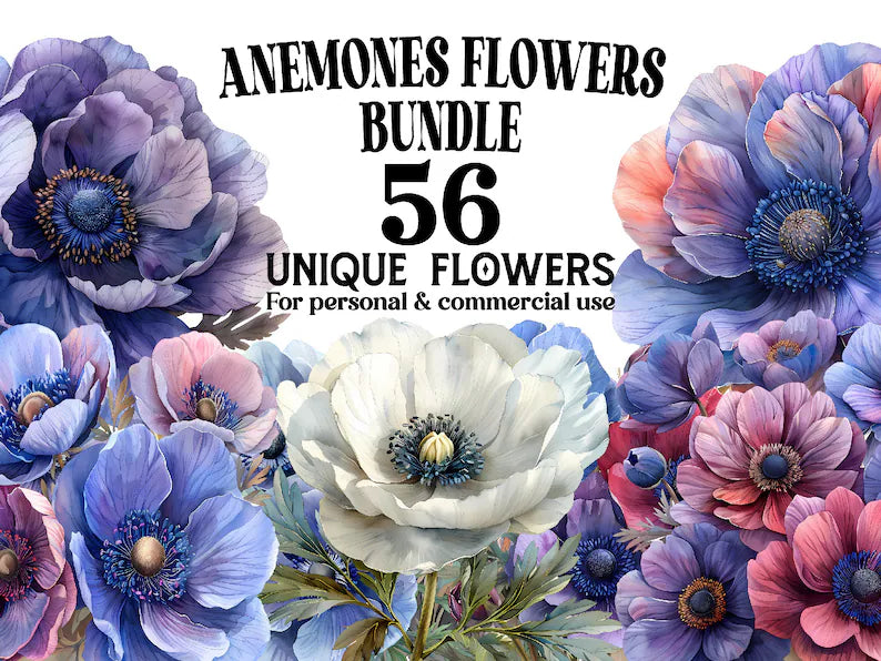 Anemones Flowers Clipart - CraftNest - Digital Crafting and Art