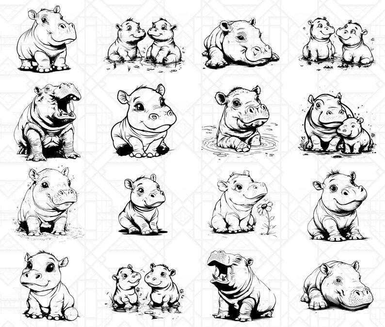 Baby Hippos SVG Bundle - CraftNest - Digital Crafting and Art