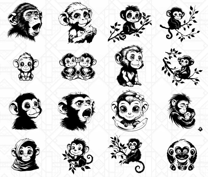 Baby Monkeys SVG Bundle - CraftNest - Digital Crafting and Art