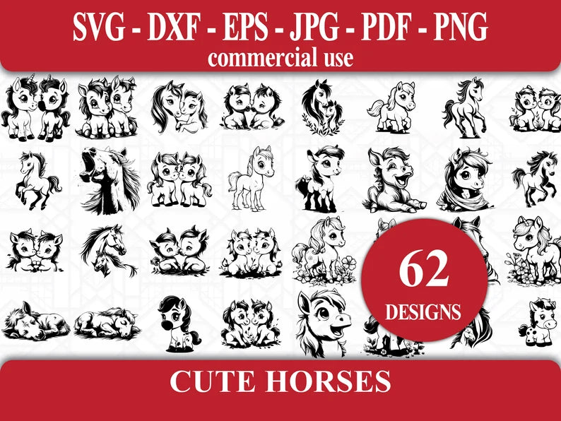 Cute Horses SVG Bundle - CraftNest - Digital Crafting and Art