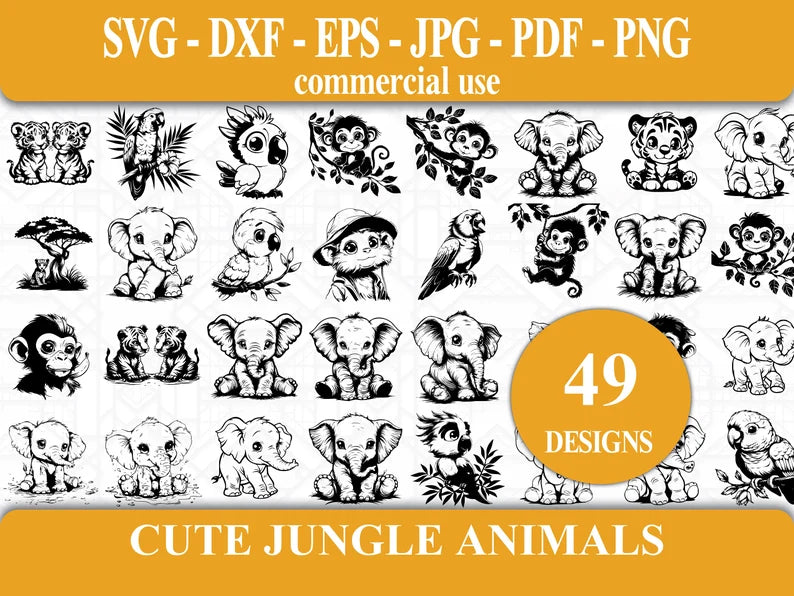 Cute Jungle Animals SVG Bundle - CraftNest - Digital Crafting and Art