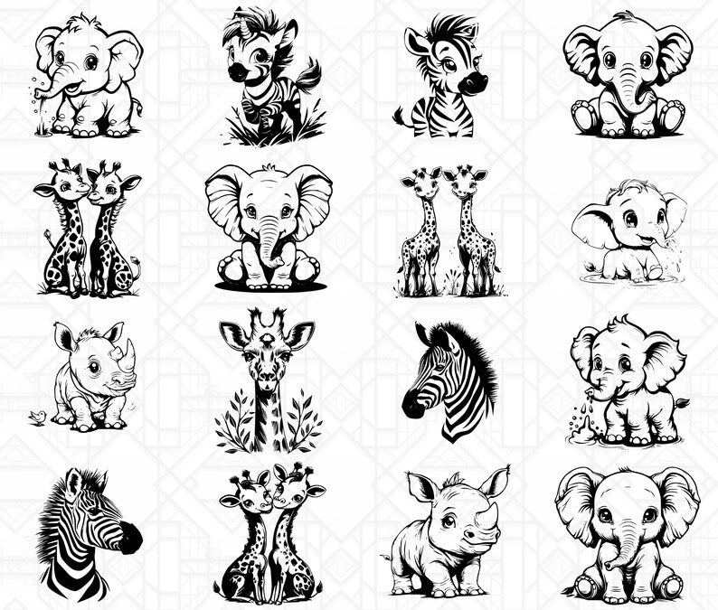 Cute Safari Animals SVG Bundle - CraftNest - Digital Crafting and Art