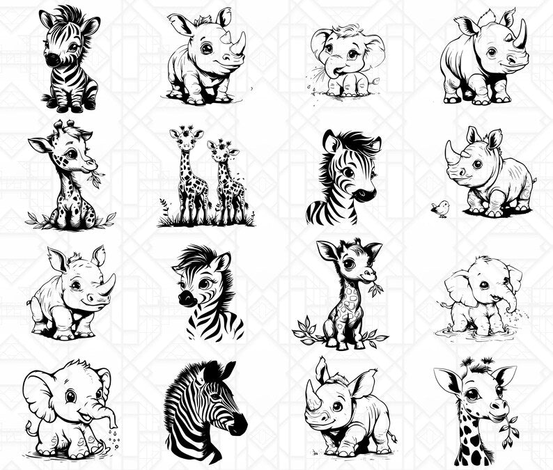 Cute Safari Animals SVG Bundle - CraftNest - Digital Crafting and Art