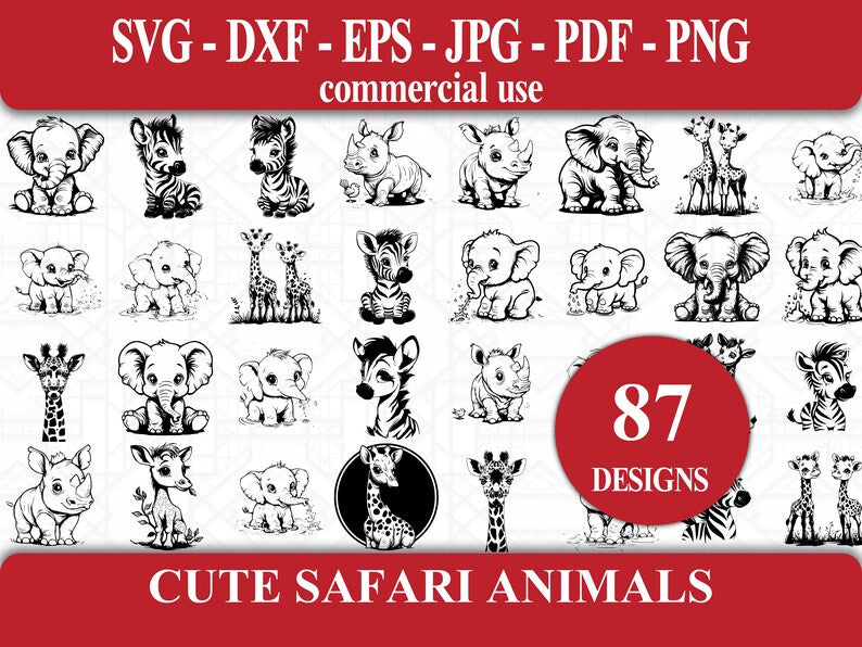 Cute Safari Animals SVG Bundle - CraftNest - Digital Crafting and Art