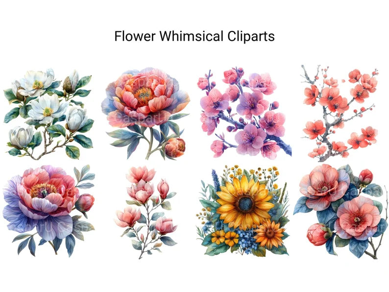 Whimsical Flowers Clipart - CraftNest - Digital Crafting and Art