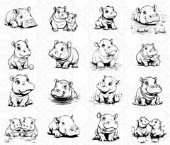 Baby Hippos SVG Bundle - CraftNest - Digital Crafting and Art