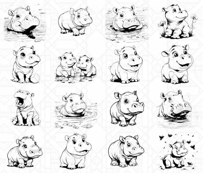 Baby Hippos SVG Bundle - CraftNest - Digital Crafting and Art