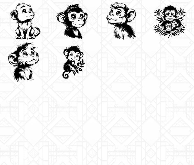 Baby Monkeys SVG Bundle - CraftNest - Digital Crafting and Art