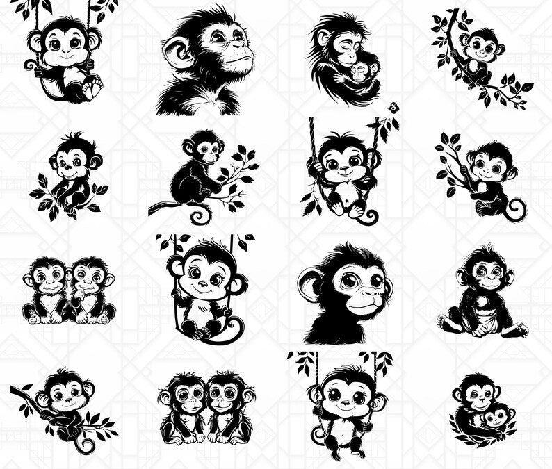 Baby Monkeys SVG Bundle - CraftNest - Digital Crafting and Art