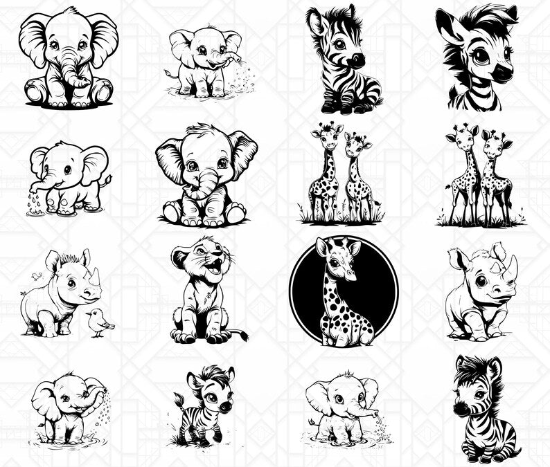 Cute Safari Animals SVG Bundle - CraftNest - Digital Crafting and Art