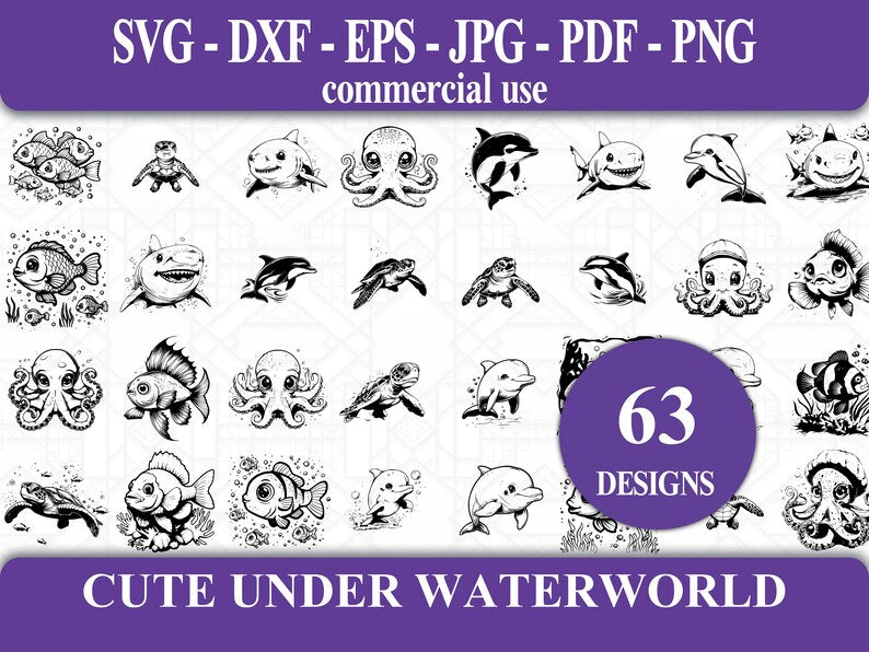 Cute Under Waterworld SVG Bundle - CraftNest - Digital Crafting and Art