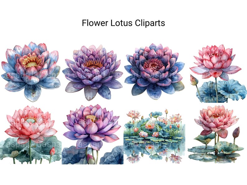 Lotus Flowers Clipart - CraftNest - Digital Crafting and Art